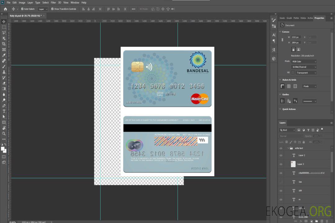 Carte Mastercard de la Banque Salvador Bandesal template Carte Mastercard de la Banque Salvador Bandesal template